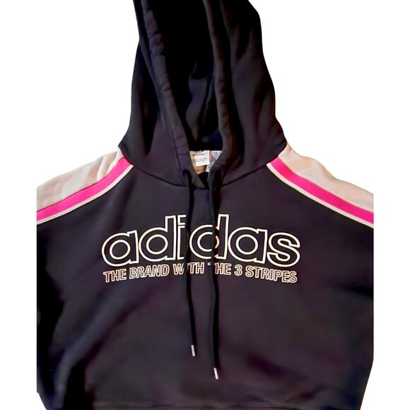 Rare Adidas Y2K Color-Block Cropped Hoodie 💗🖤 Retro Moto size xsmall - Picture 8 of 8